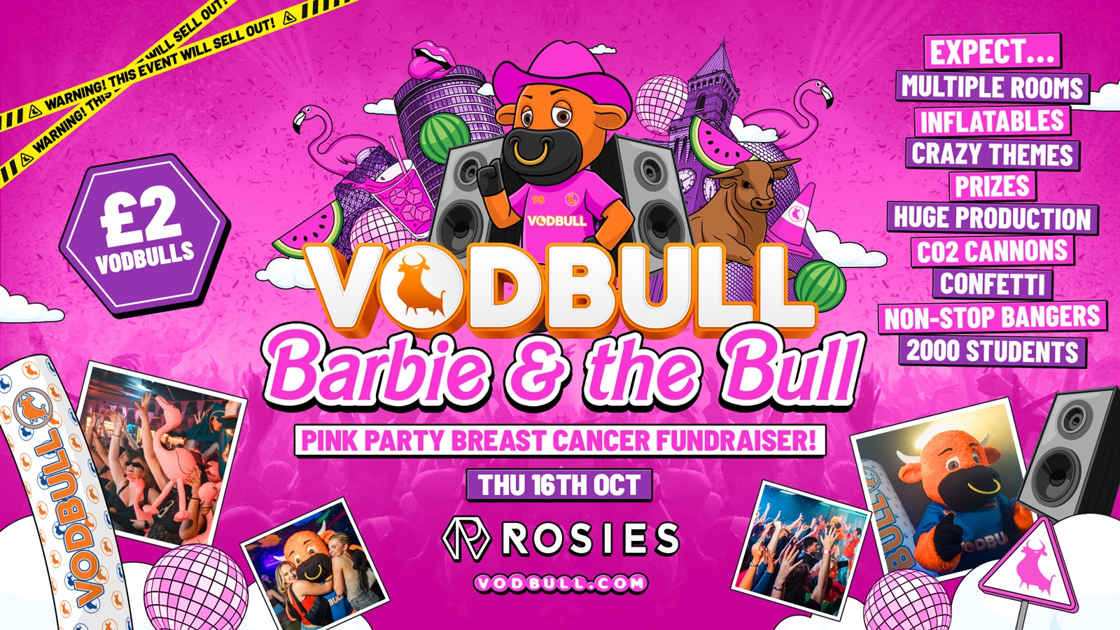 🧡 VODBULL PINK PARTY 🔥 FINAL TIX!!! 🔥 BARBIE & THE BULL 💗t ROSIES!! 16/10