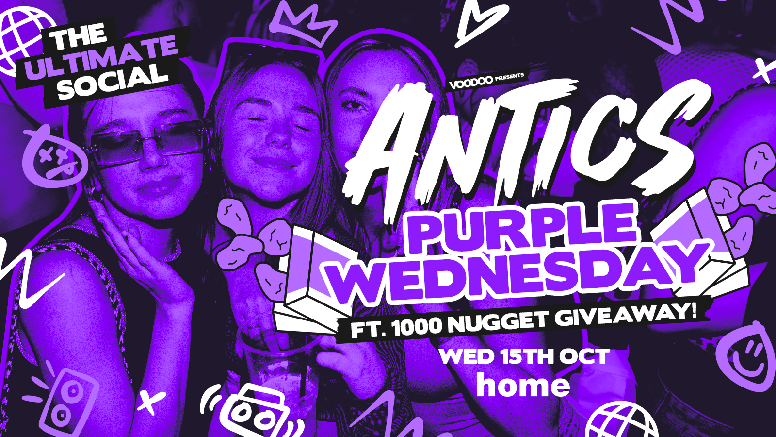 Antics Wednesdays – PURPLE WEDNESDAY @ HOME – Wednesday 15th October