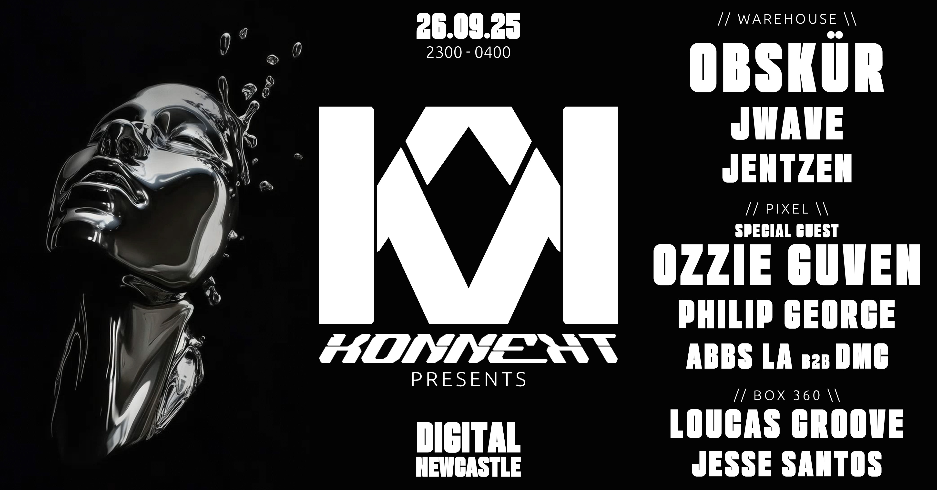 KONNEKT PRESENTS THE FIRST OF IT’S KIND ⛓️ OBSKUR – JWAVE – OZZIE GUVEN – PHILIP GEORGE – LOUCAS GROOVE – JENTZEN – ABBS LA – DMC – JESSE SANTOS // SEPTEMBER 26TH