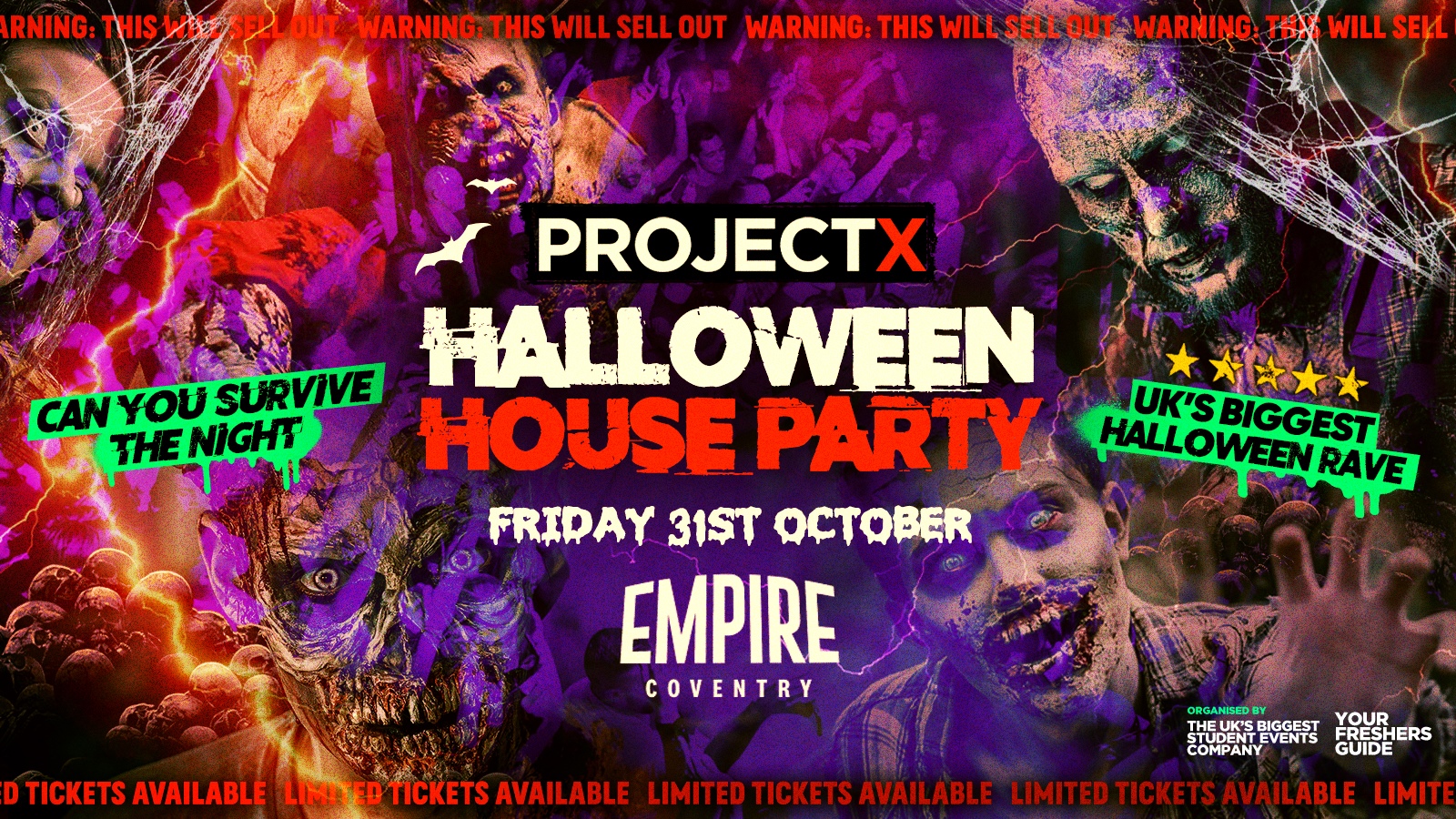 Project X Halloween House Party | Coventry Freshers 2025 & Warwick Freshers 2025 – SECOND VENUE SECURED ✅ – Extra Tickets On Sale NOW! ⚠️