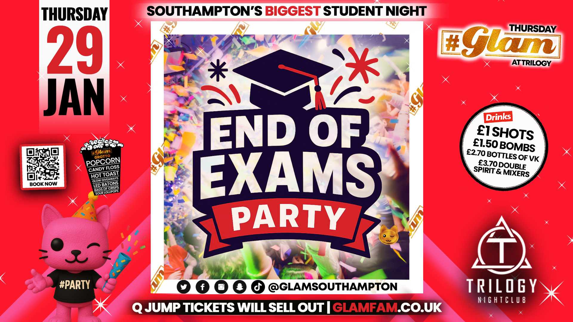 Glam Thursdays | 🥳 END OF EXAMS PARTY!🥳 Southampton’s Best Student Night 😻 £1 Shots All Night!