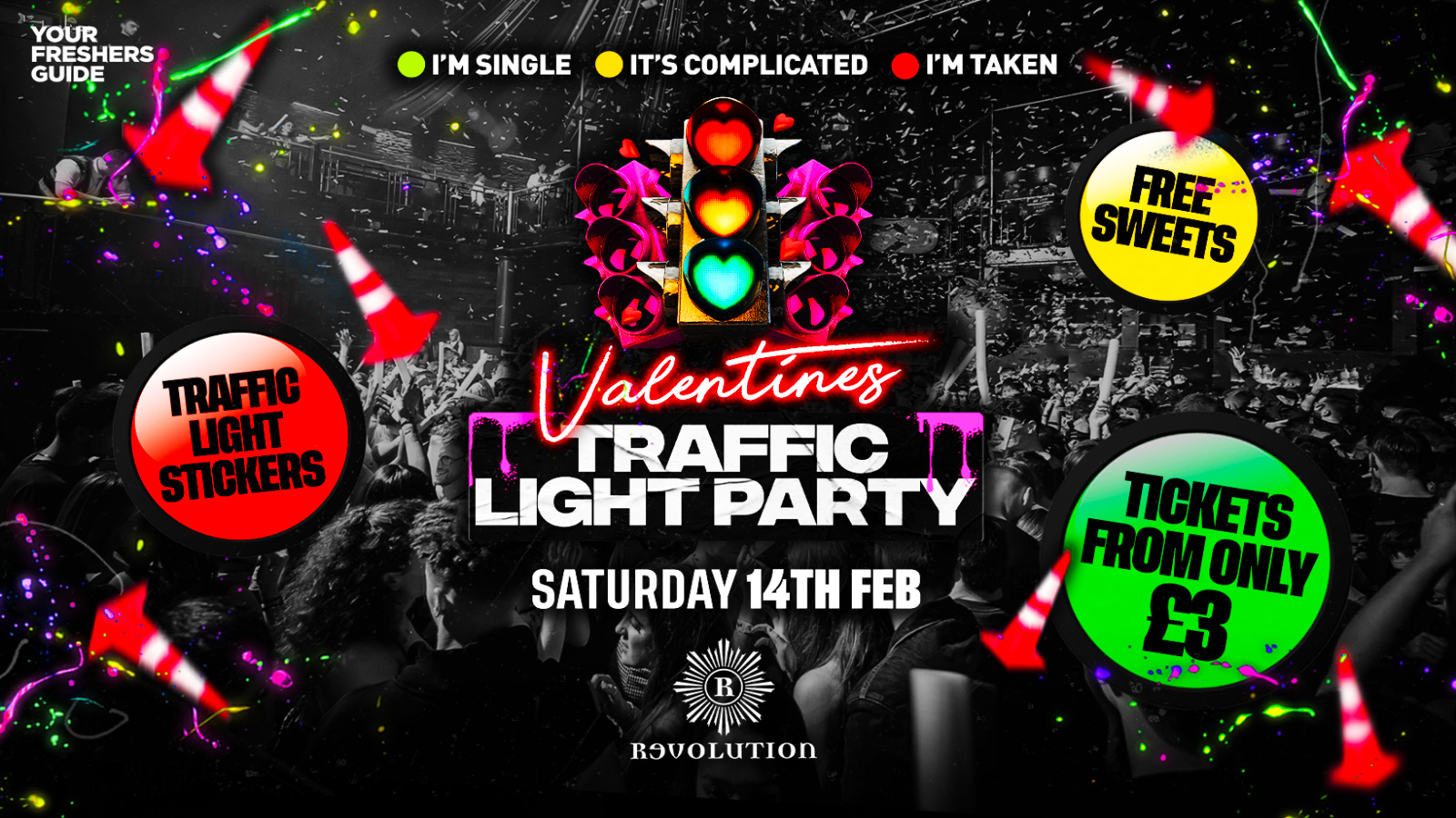 Valentine’s Traffic Light Party | Cardiff Freshers 2026 – FREE Cocktail with Every Ticket!