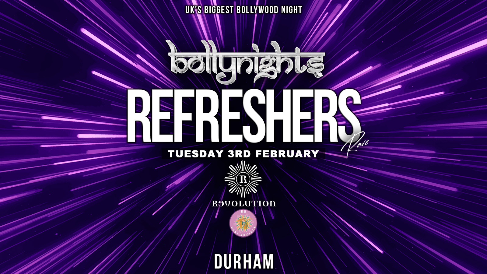 Bollynights Durham – Refreshers Rave | Tuesday 3rd February | Revolution