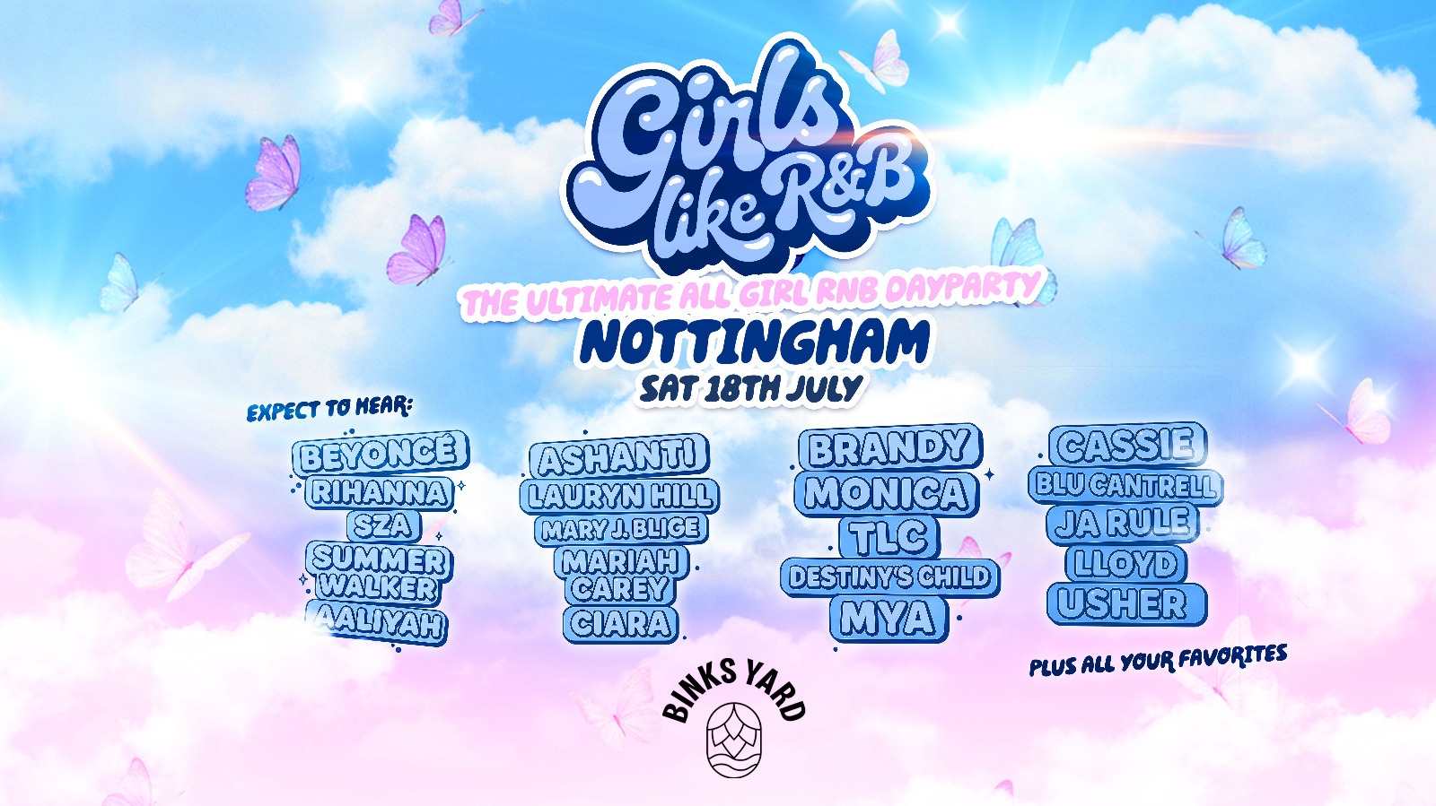 Girls Like R&B x Binks Yard Nottingham – Sat 18th July [TICKETS SELLING FAST!]