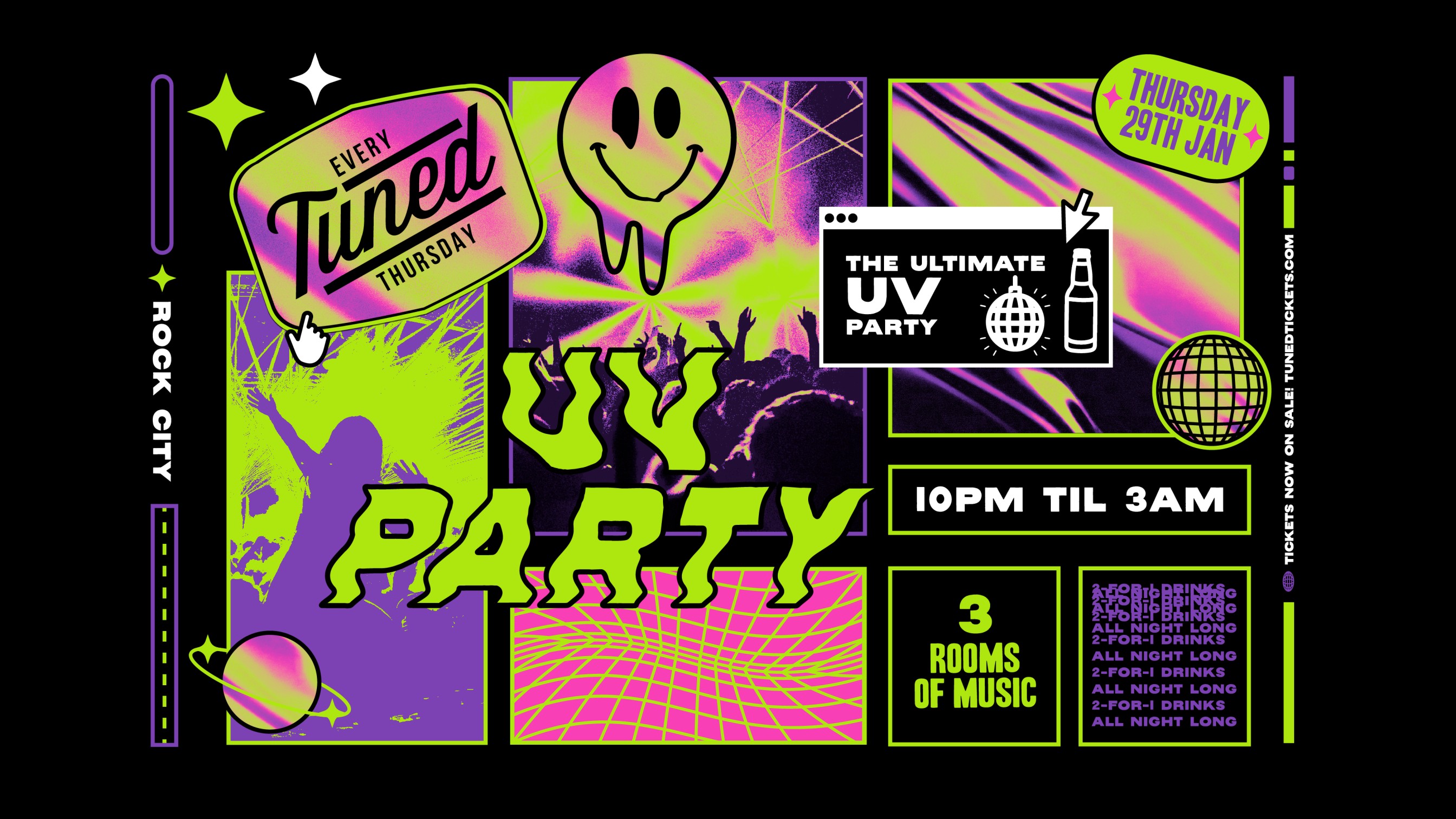 Tuned – UV PARTY – Nottingham’s Biggest Student Night – 2-4-1 Drinks All Night Long – (inc Silent Disco In Beta Room) 29/01/26
