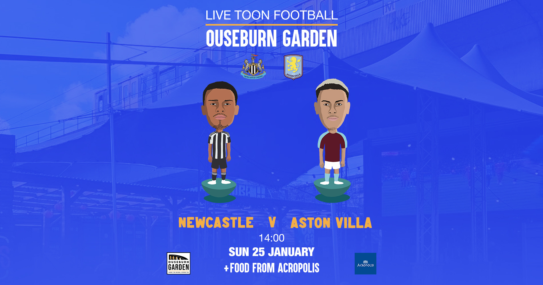 Newcastle vs Aston Villa live @ Ouseburn Garden