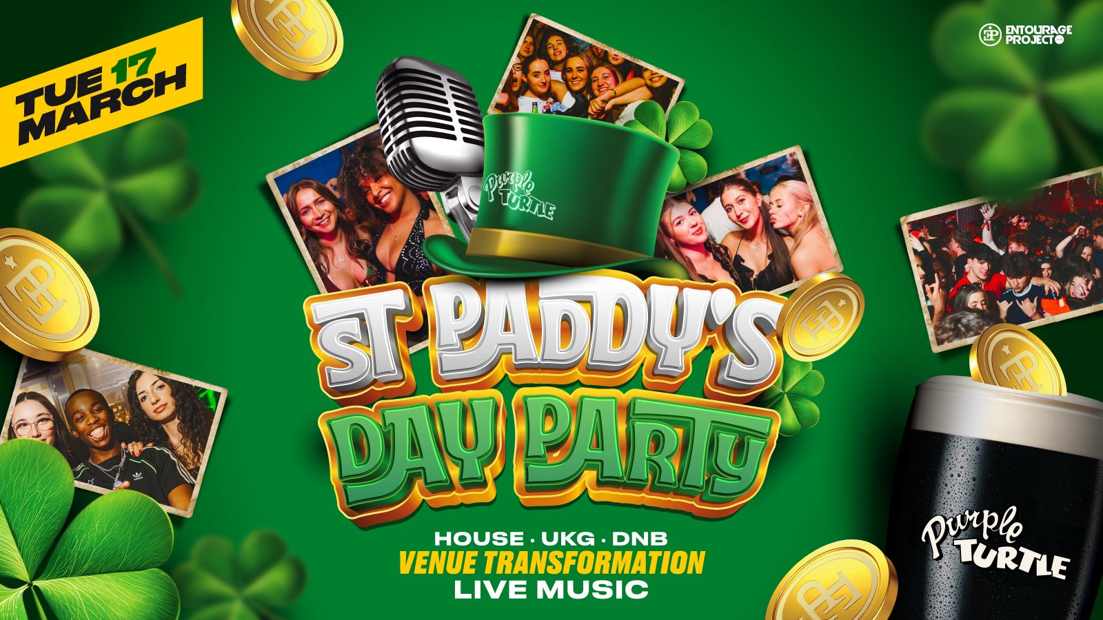 ST PADDY’S DAY – DAY PARTY @ PURPLE TURTLE🍀 ft LIVE IRISH BAND🇮🇪🎤
