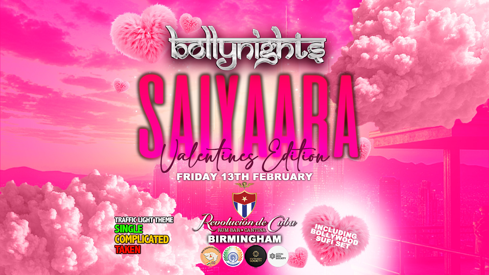 Bollynights Birmingham – Saiyaara Valentines Edition | Friday 13th February | Revolución de Cuba Birmingham
