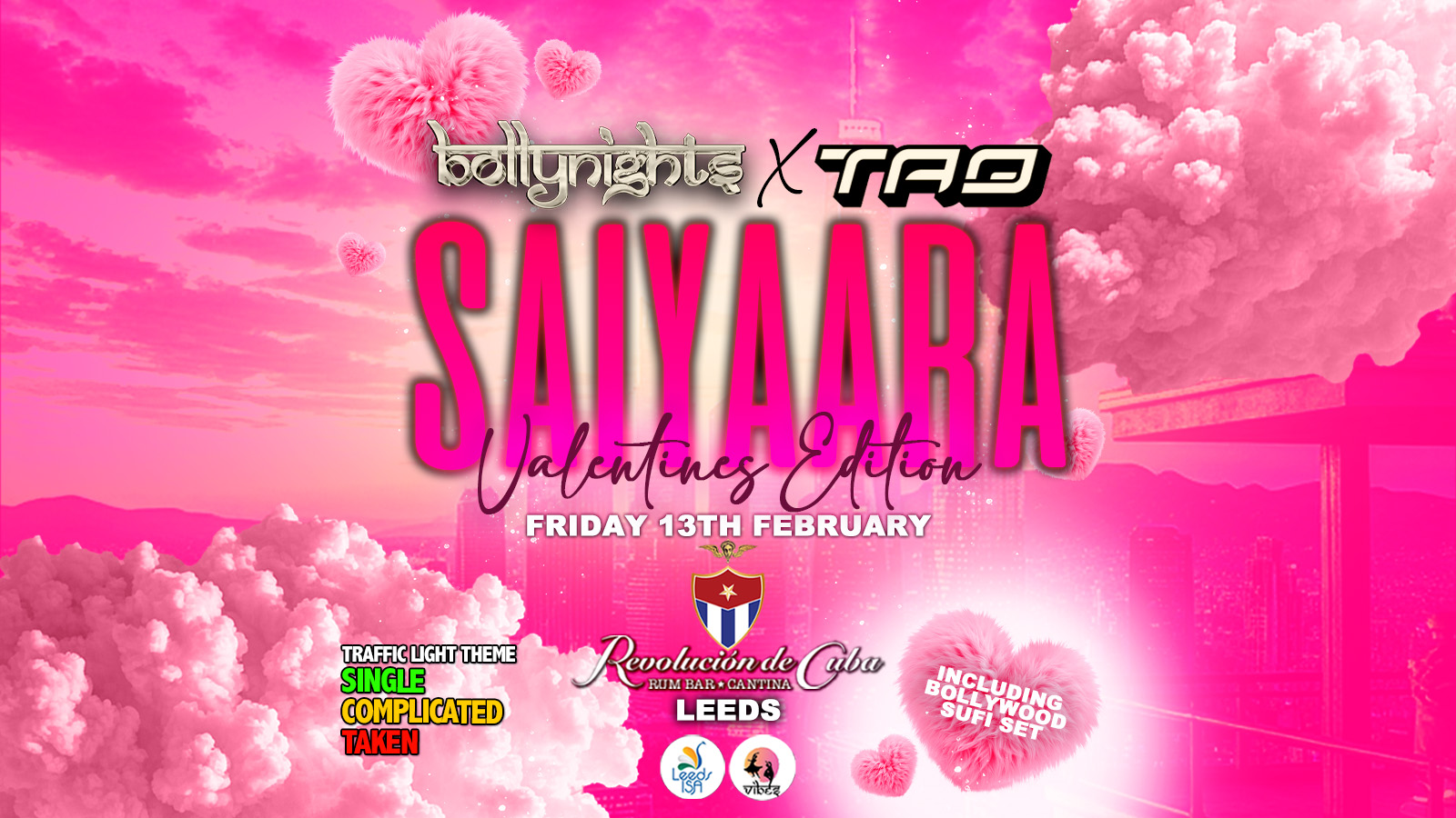Leeds Bollynights  – Saiyaara Valentines Edition | Friday 13th February | Revolución de Cuba Leeds