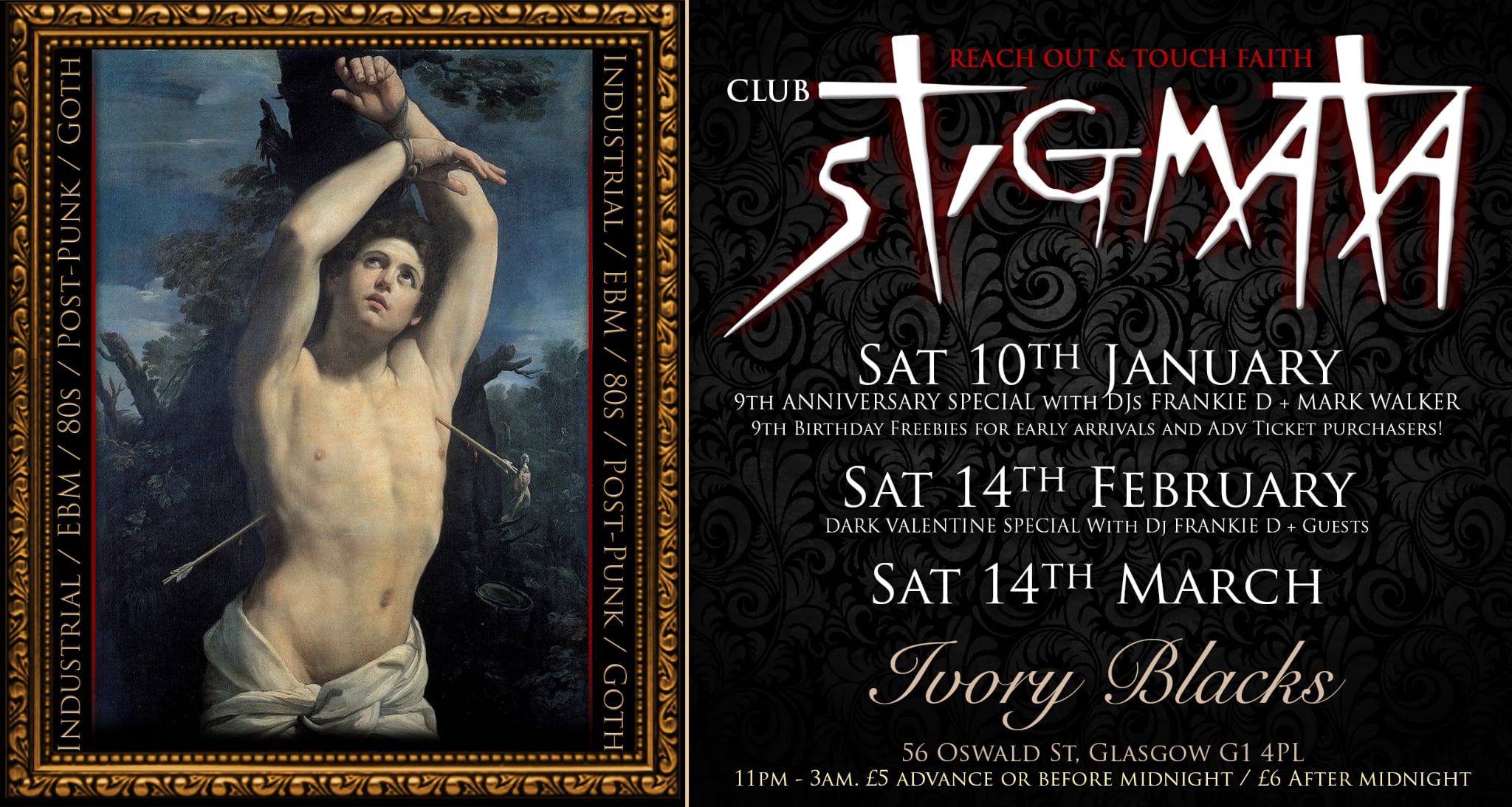 CLUB STIGMATA 9th ANNIVERSARY SPECIAL w/ Dj FRANKIE D + MARK WALKER