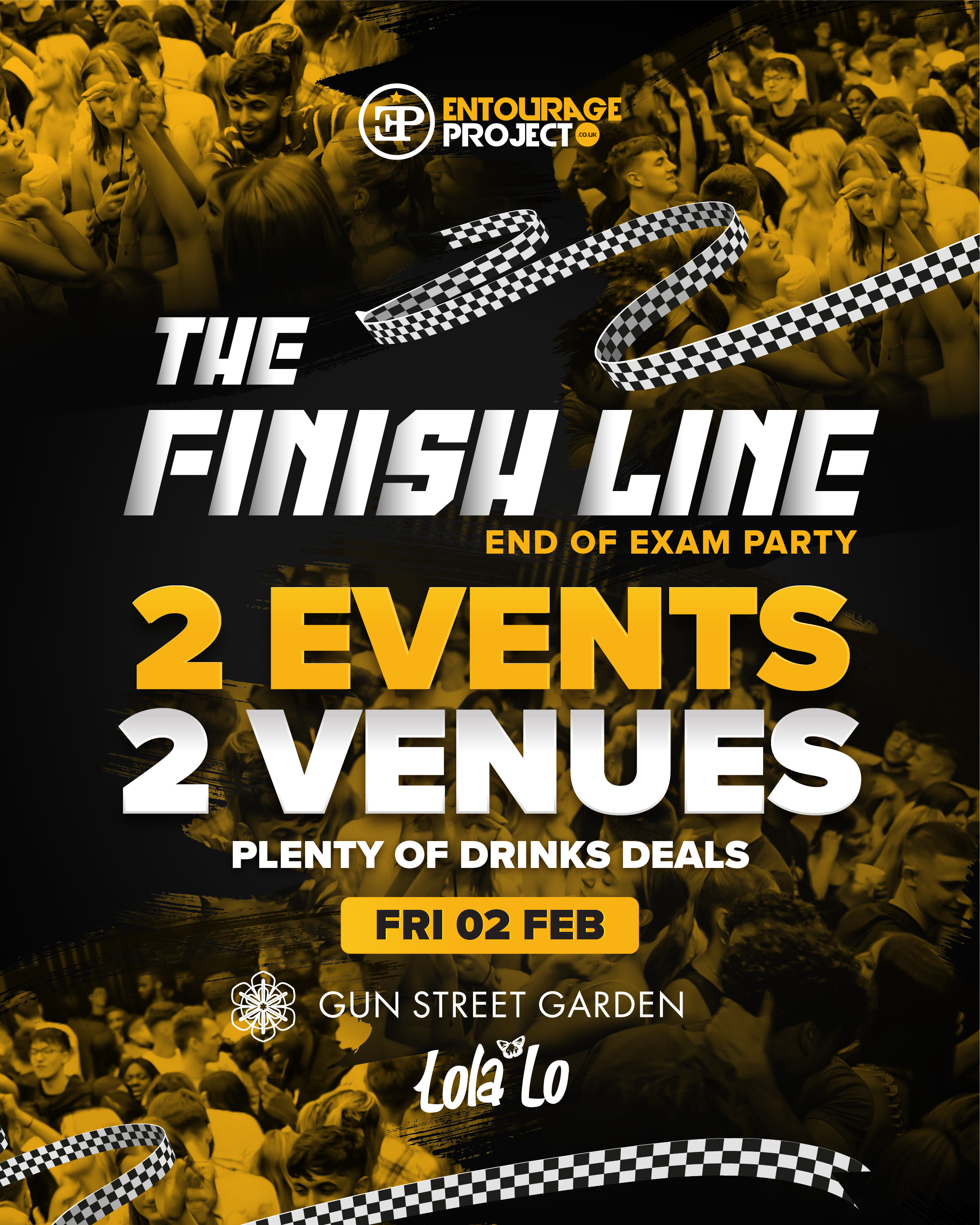 THE FINISH LINE 🏁 MULTI VENUE END OF EXAM PARTY 🎉
