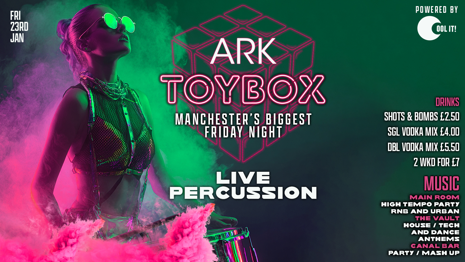 TOYBOX FRIDAYS 🪩🧸 – LIVE PERCUSSION 🥁🎉 – Manchester’s No.1 Friday Night!