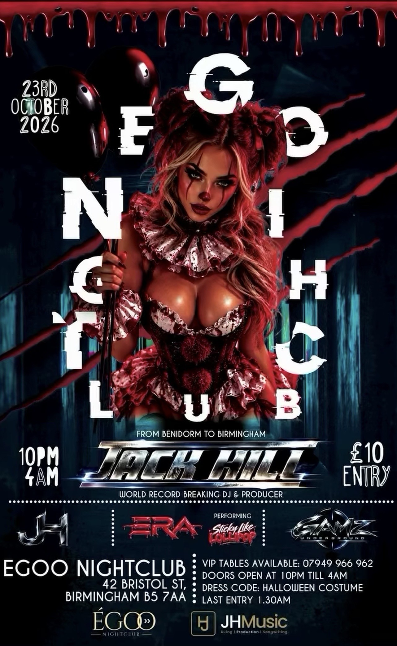 🩸🎃 EGOO HALLOWEEN CLUB NIGHT 2026 🎃🩸- FROM BENIDORM TO BIRMINGHAM - WORLD RECORD-BREAKING DJ & PRODUCER JACK HILL 🎧