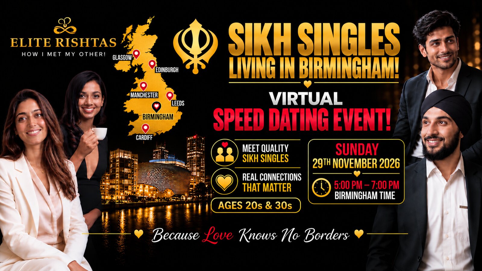 Online Speed Dating | For Sikh Singles in Birmingham, UK (Ages 20s & 30s)