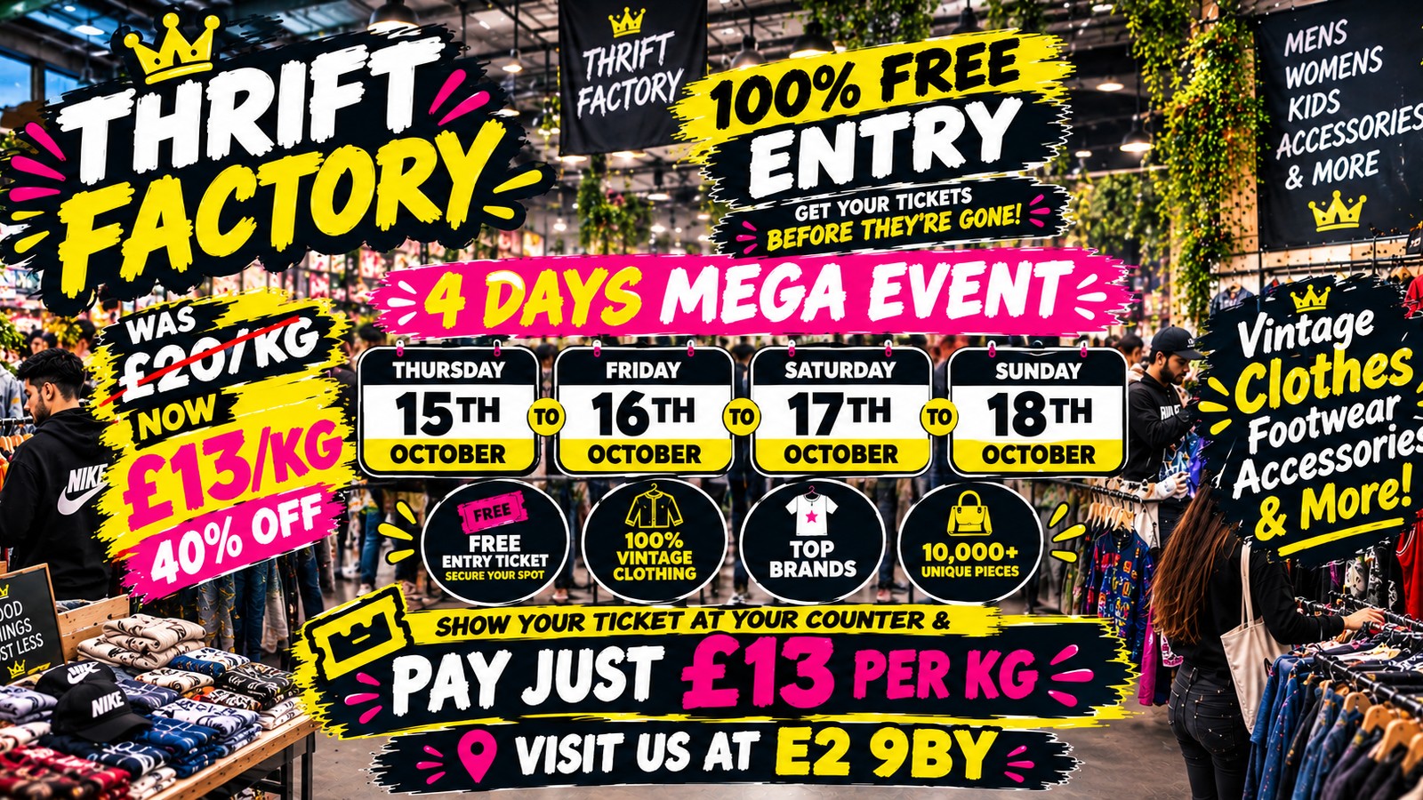 Thrift Factory London Vintage Kilo Sale £13/kg | Y2K & 90s Fashion Pop-Up