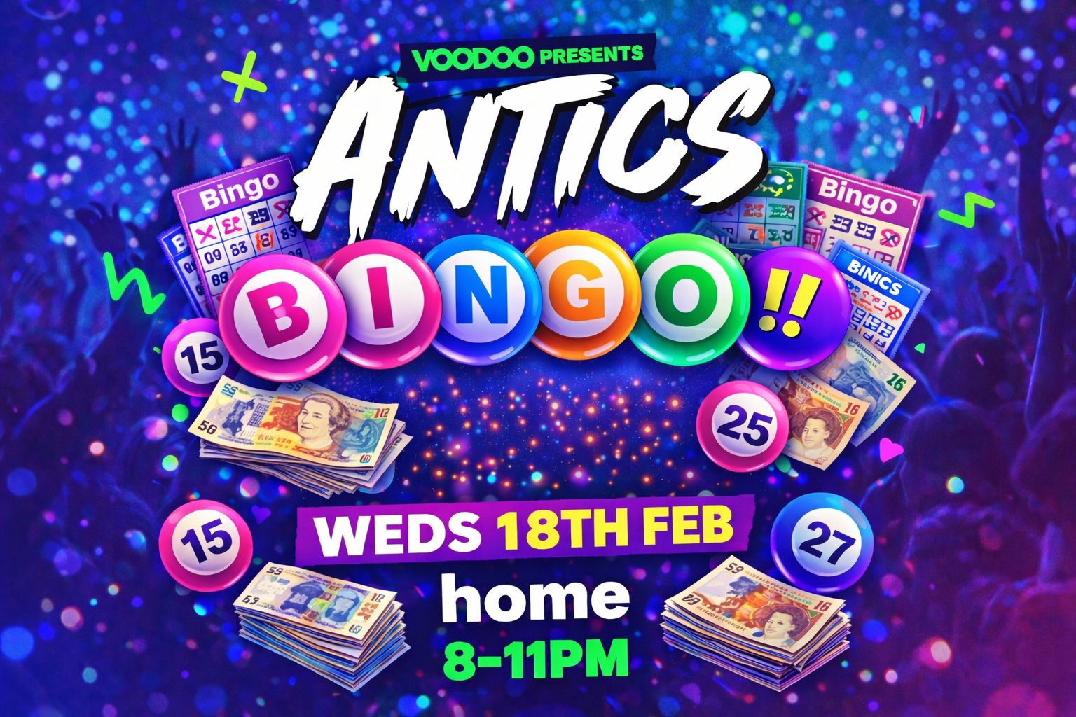 Antics BINGO @ Home – Weds 18th Feb