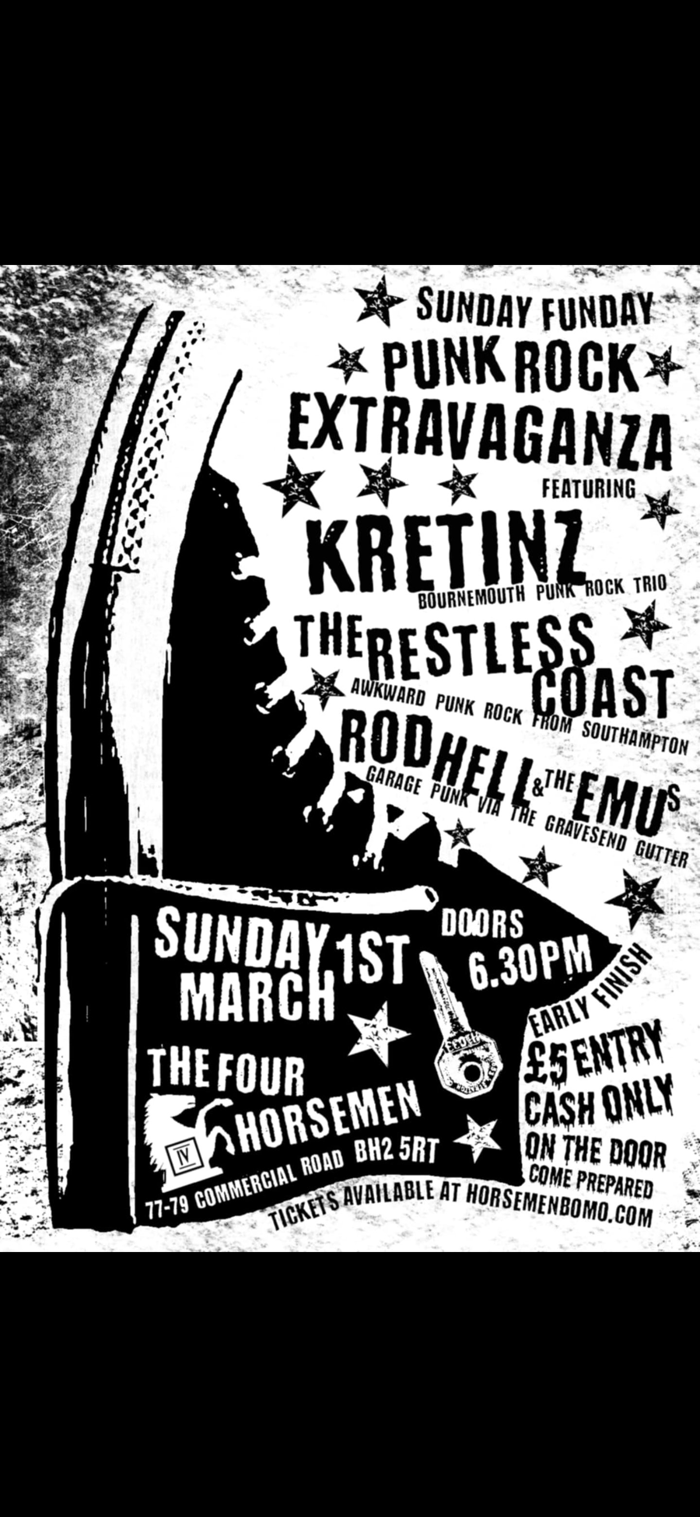Kretinz, The Restless Coast, Rod Hell & The Emu’s