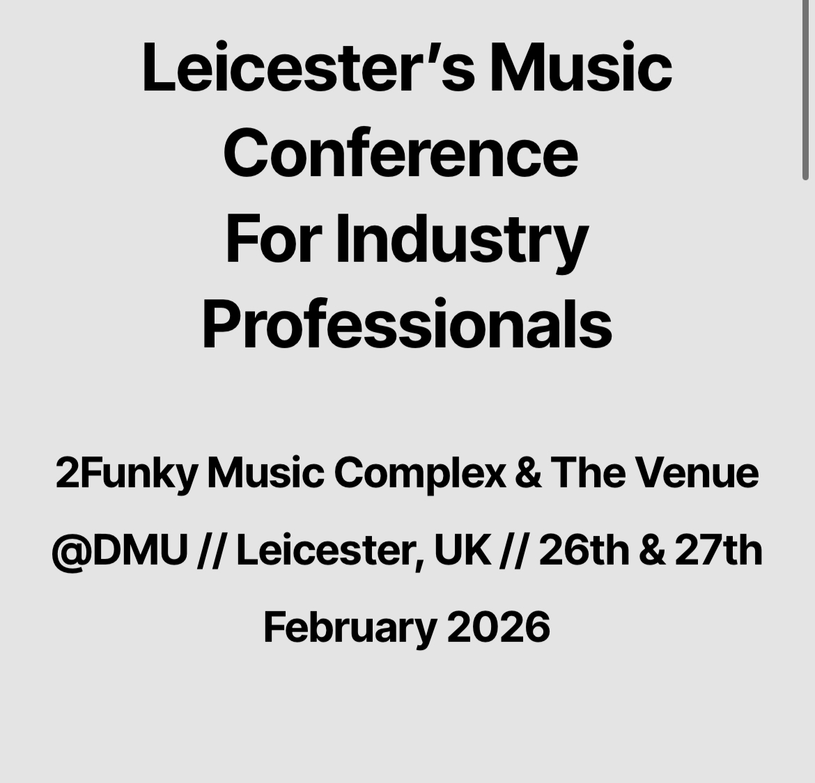 Leicester Music Conference @ 2Funky Complex
