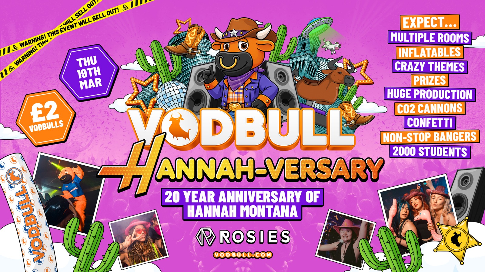 🧡 VODBULL HANNAH-VERSARY⚠️[FINAL TIX!]⚠️ at ROSIES!! 19/03