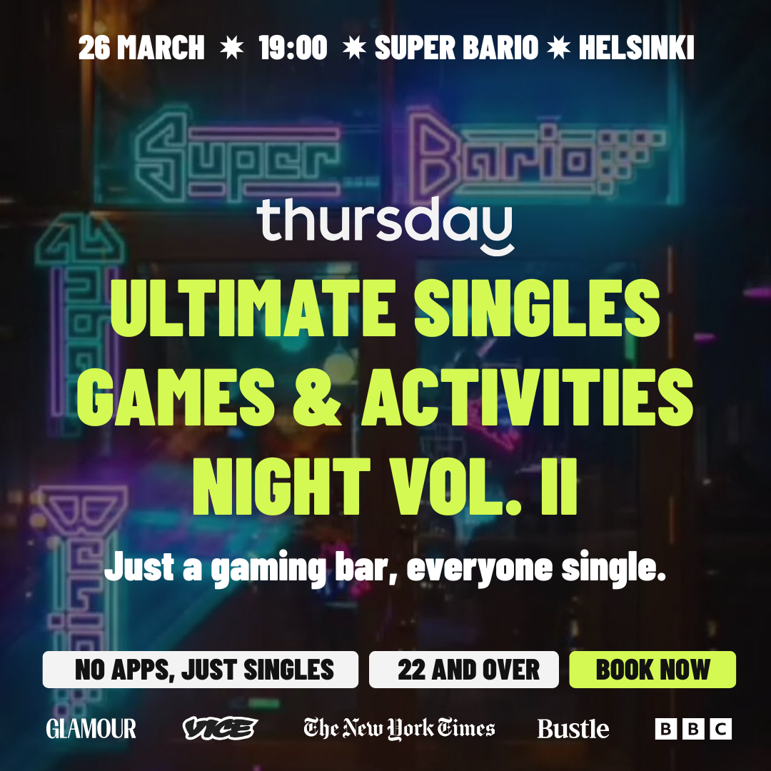 Thursday | Super Bario | Ultimate Singles Games & Activities Night | Helsinki