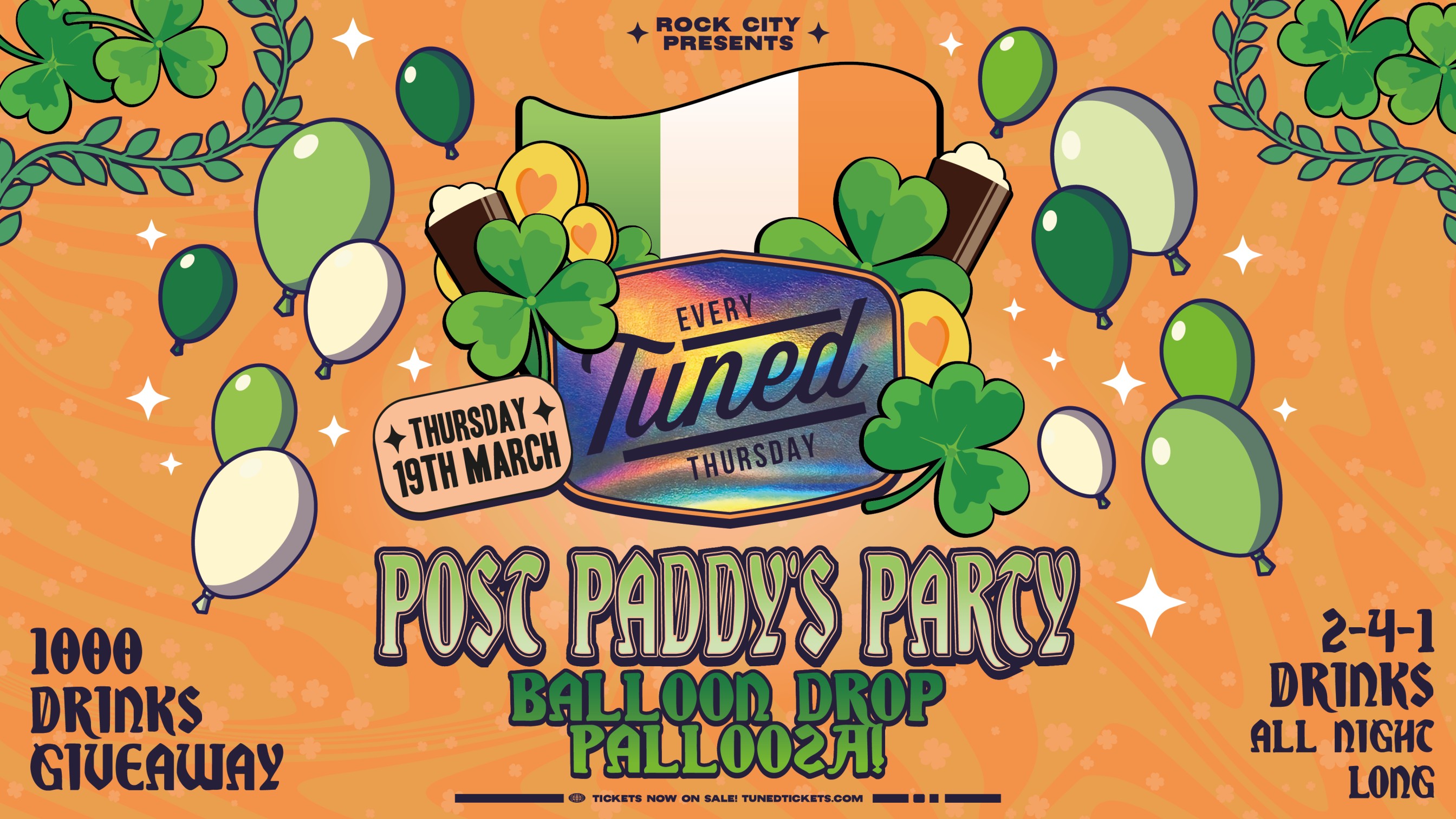 Tuned – POST PADDY’S PARTY! (BALLOON DROP PALOOZA) – Nottingham’s Biggest Student Night – 2-4-1 Drinks All Night Long – (inc Silent Disco In Beta Room) 19/03/26