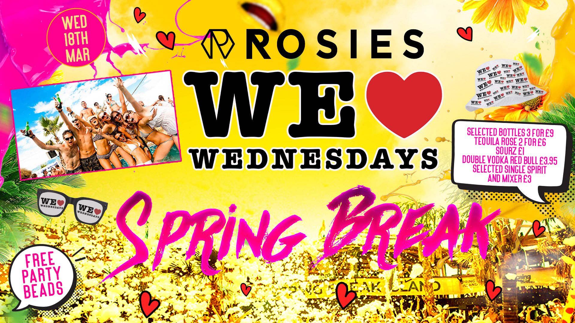 WE LOVE ❤️ WEDNESDAYS – SPRING BREAK SPECIAL 🎊🪅📿 Chester’s BIGGEST Student Night