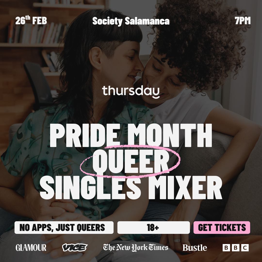Thursday | Pride Month Queer Singles Takeover | Society Salamanca | 75+ Queer Singles One Bar