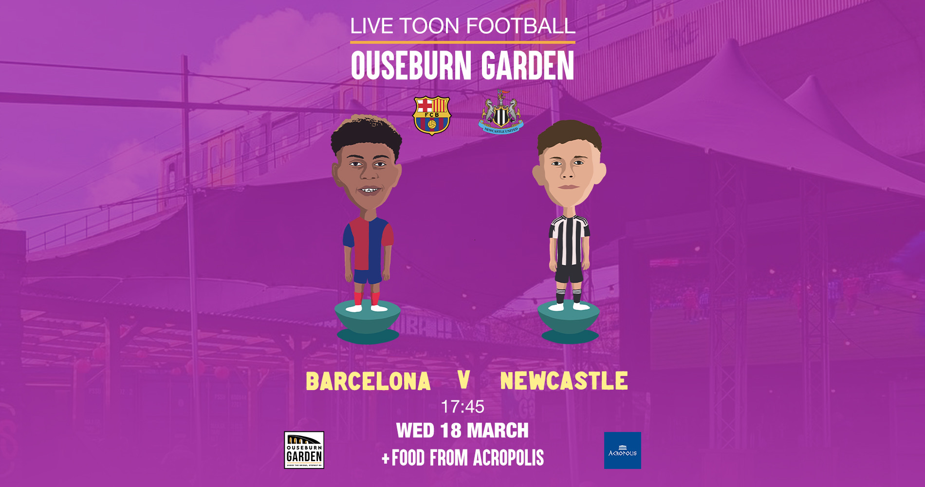 Barcelona v Newcastle United Live @ Ouseburn Garden