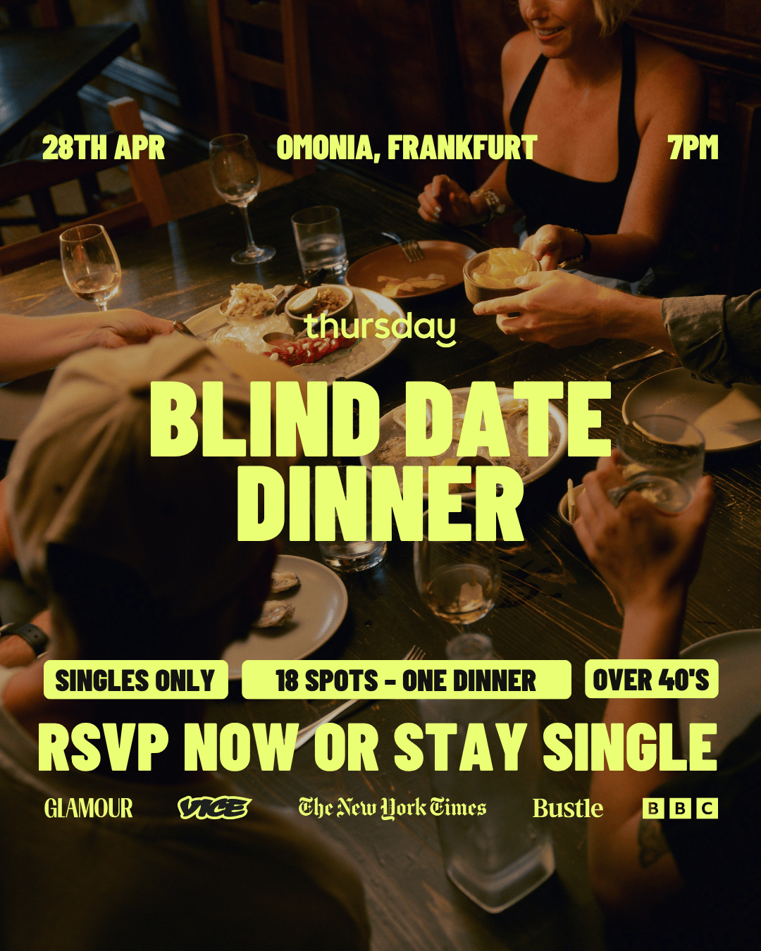 Tuesday | Blind Date Dinner (40+) @ Omonia | Frankfurt
