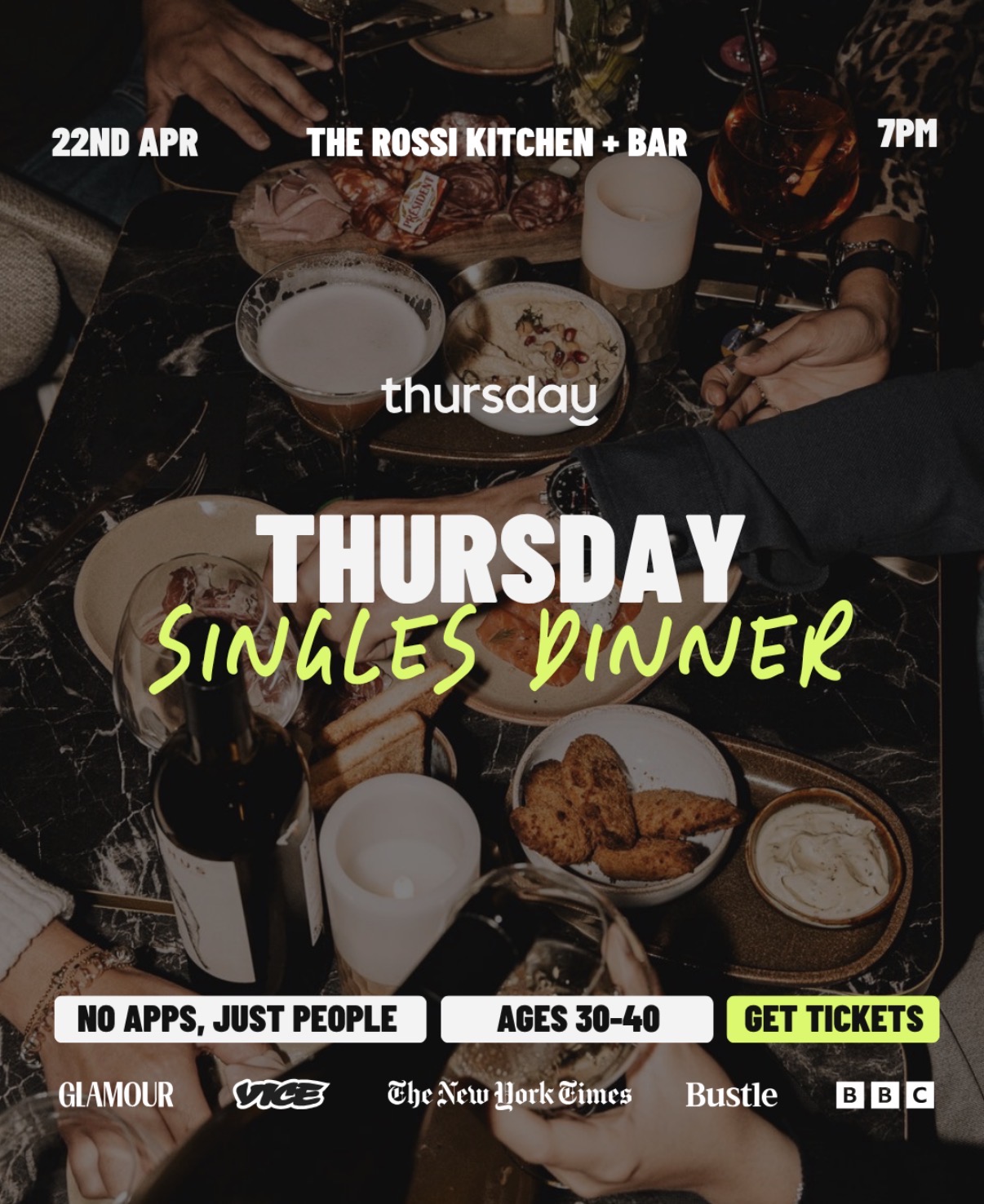 Wednesday | Singles Dinner at The Rossi Kitchen +Bar | Columbus