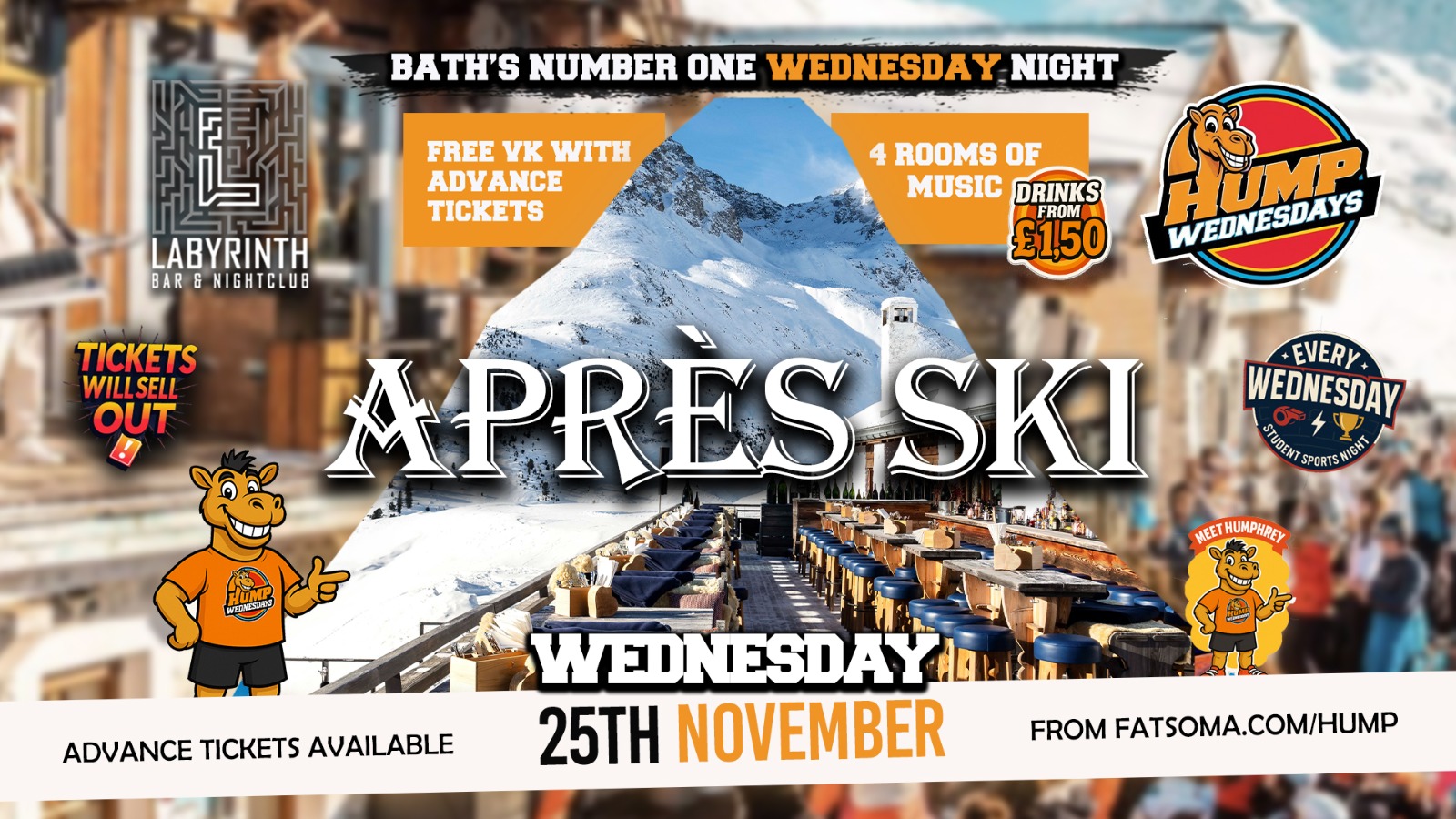 🐫 Hump Wednesdays |  🎿🏂🏾 APRES-SKI 🎿🏂🏾 Bath's Number One Wednesday Night!