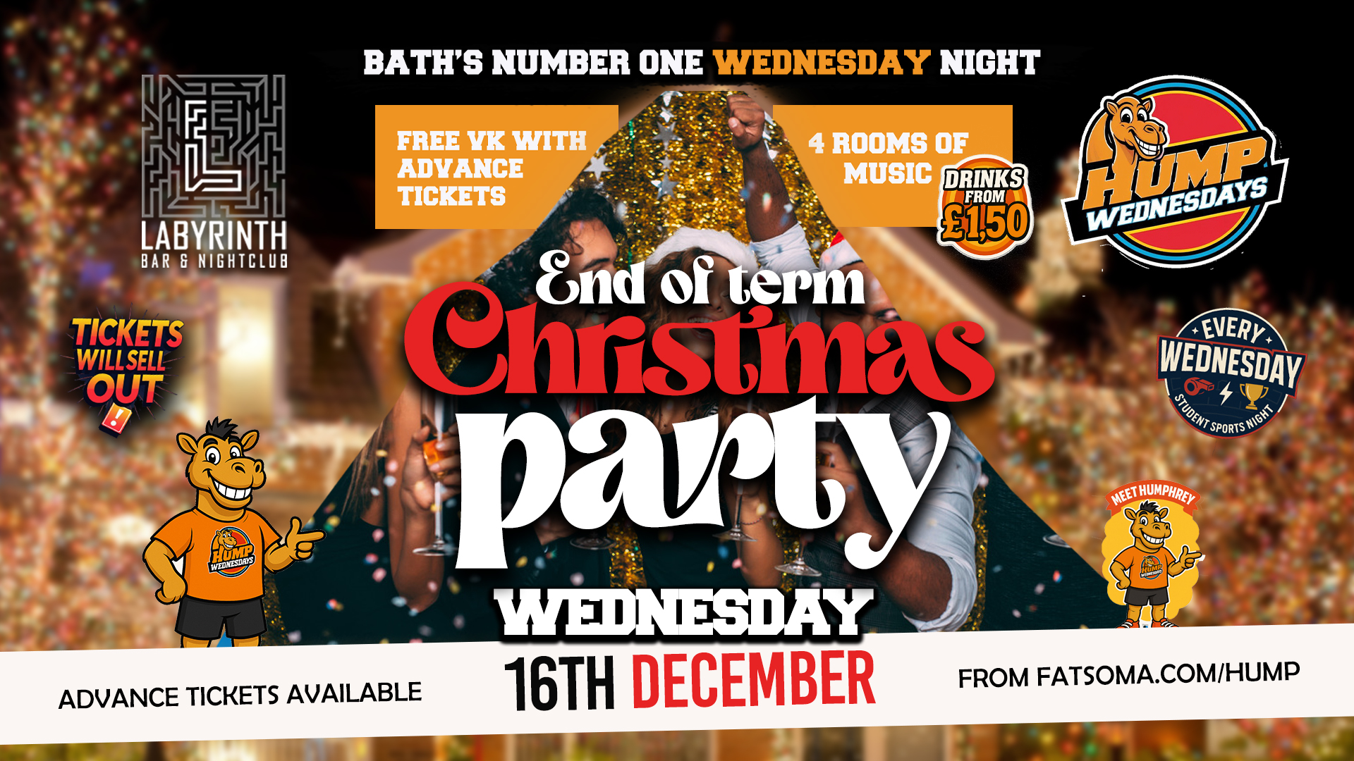 🐫 Hump Wednesdays 🐫 🎅🏻Christmas Party! 🎅🏻  Bath's Number One Wednesday Night!