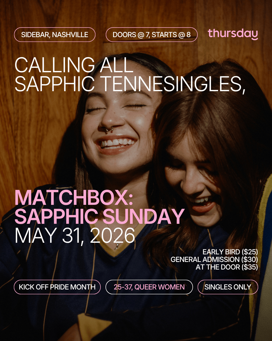 Sunday | Matchbox: Sapphic Sunday | Nashville | Book at thursday.com