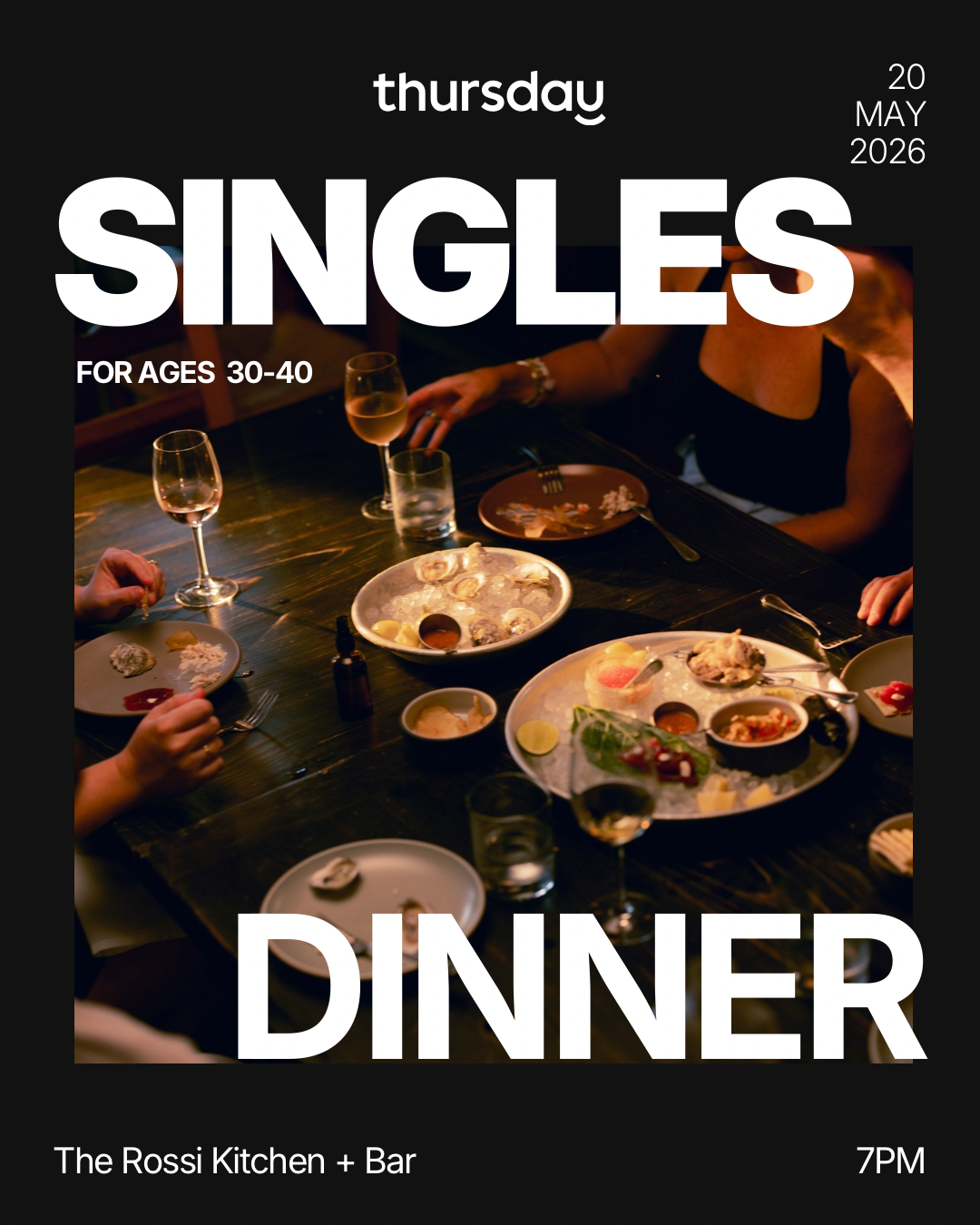 Wednesday | Singles Dinner at The Rossi Kitchen +Bar | Columbus