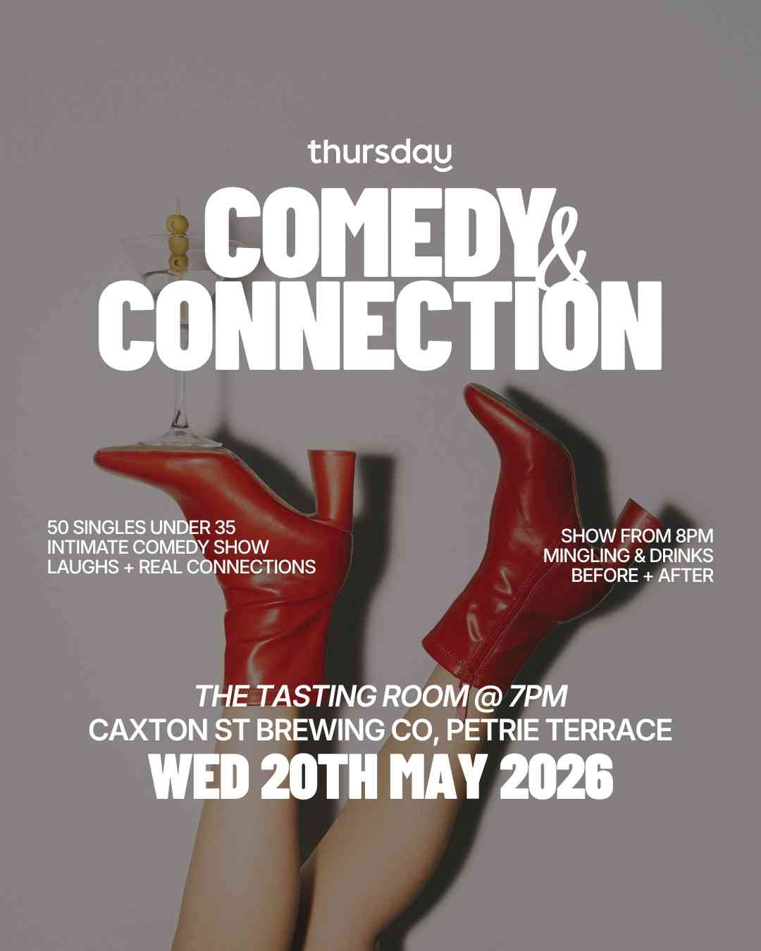 Wednesday | Comedy & Connection @ Caxton Street Brewing Co (U35) | Petrie Terrace