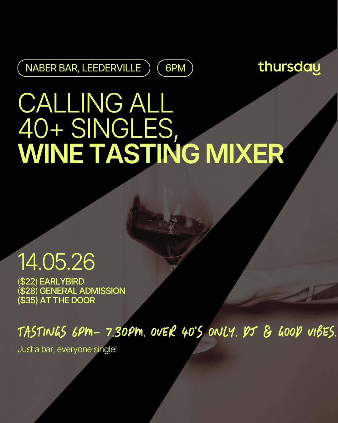 Thursday | 40+ Singles Mixer & Wine Tasting @ Naber | Leederville (40+)