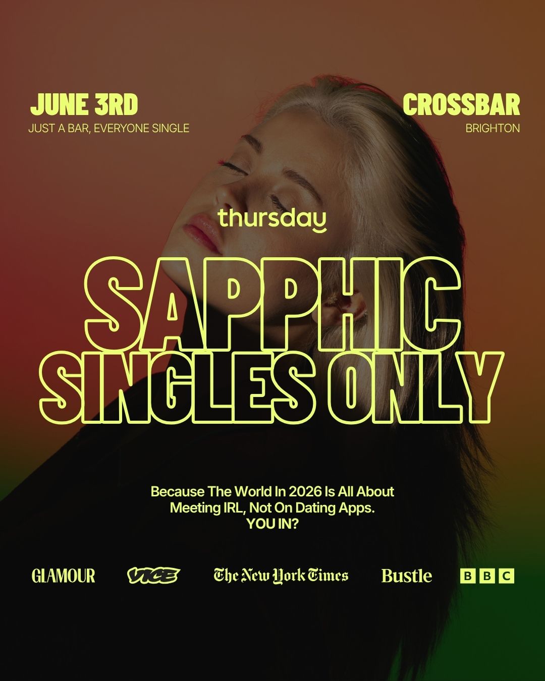Wednesday | Sapphic Singles ONLY | Crossbar, Brighton | Tickets at thursday.com