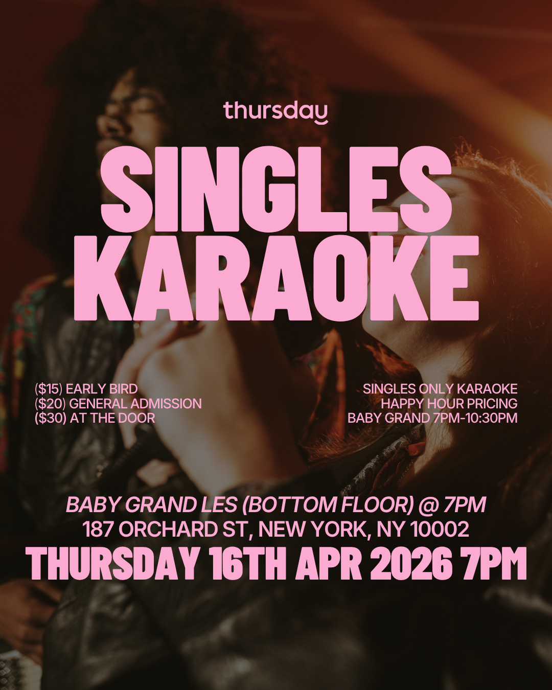 Thursday | Baby Grand LES (Singles Karaoke) | NYC