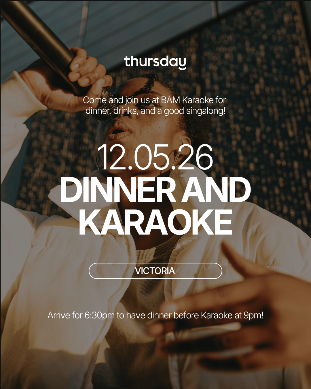 Tuesday | Singles Dinner and Karaoke! | Victoria