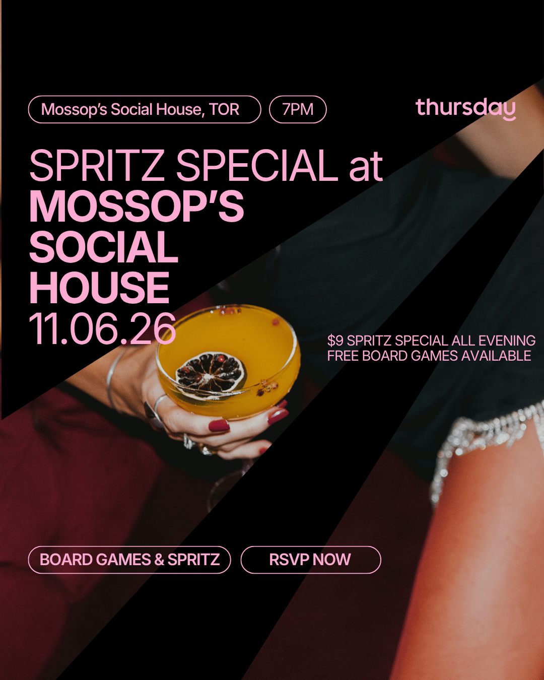 Thursday | Spritz Special @ Mossop’s Social House | Toronto | Tickets at thursday.com