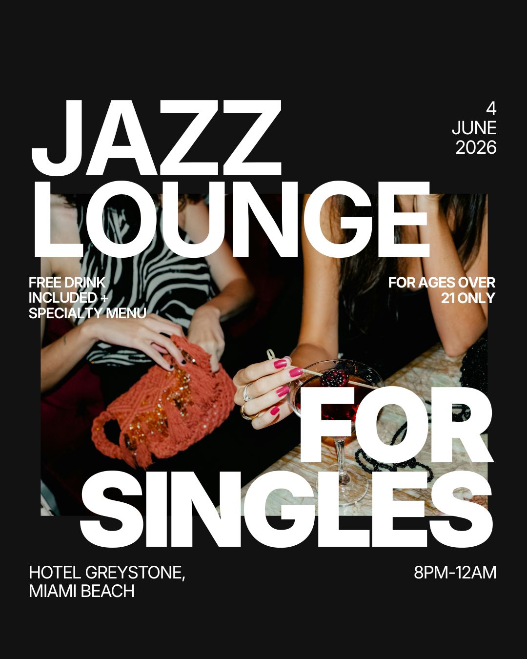 Thursday | Live Jazz Night for Singles 🎷 Hotel Greystone | Miami Beach | Tickets at thursday.com