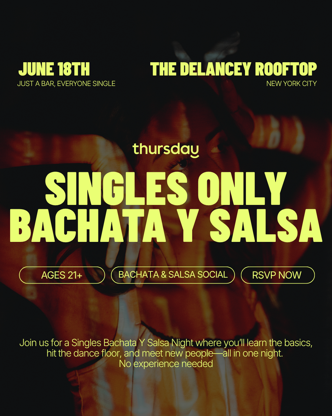 Event image for Thursday | The Delancey Rooftop BACHATA Y SALSA NIGHT | NYC in Lower East Side