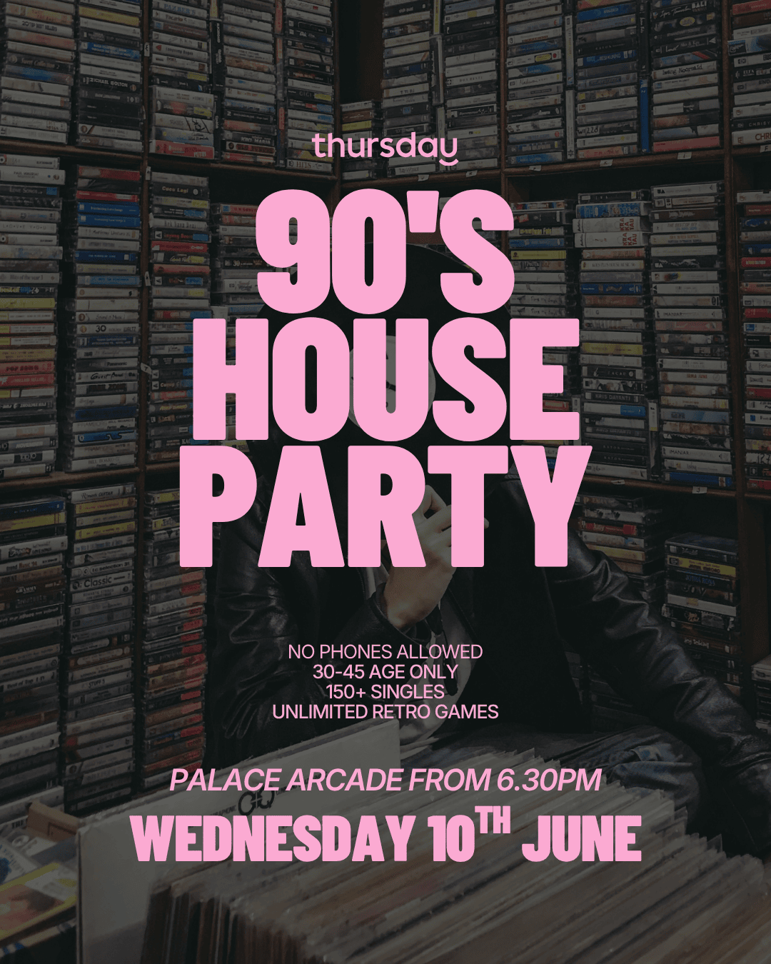 GET TICKETS AT thursday.com | Wednesday | 90’s Singles House Party @ Palace Arcade | Perth (Ages 30-45)