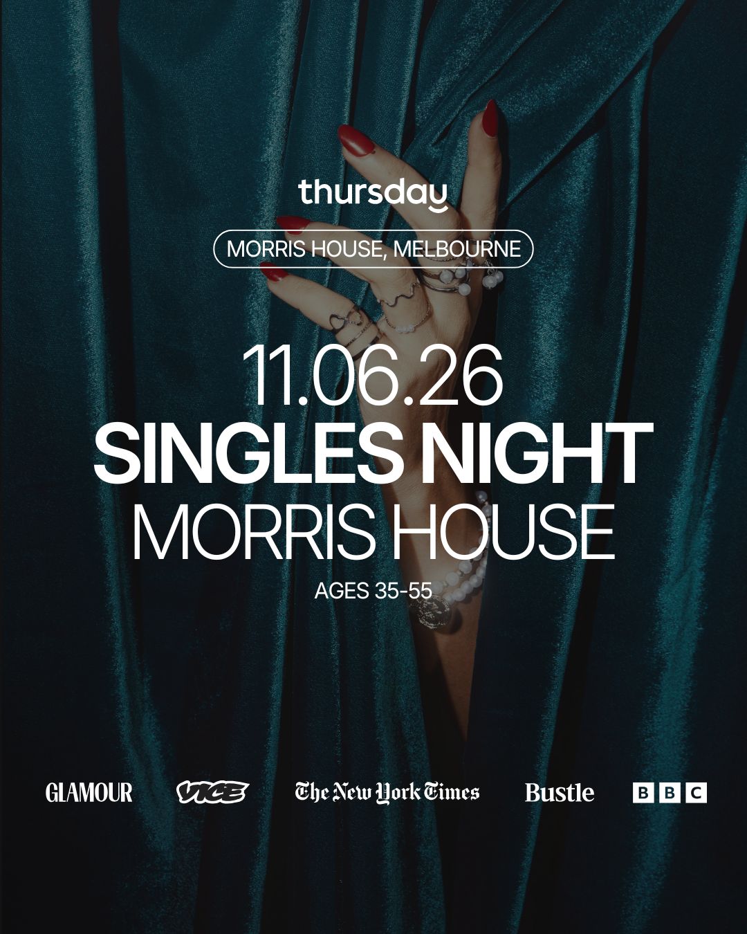 Thursday | Singles Takeover Morris House (35-55)  | CBD | PURCHASE TICKETS AT THURSDAY.COM