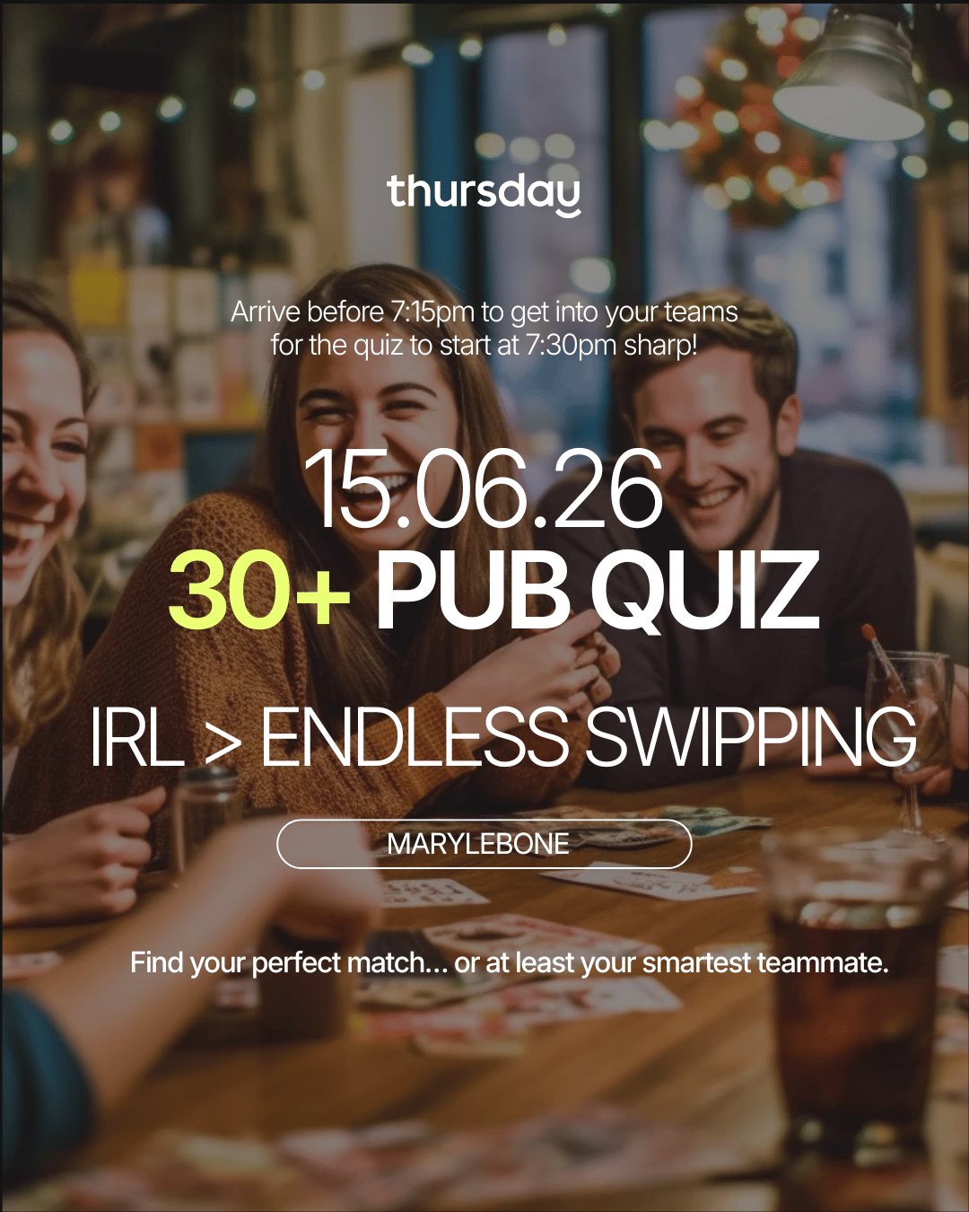 Monday | 30+ Pub Quiz Night | Marylebone