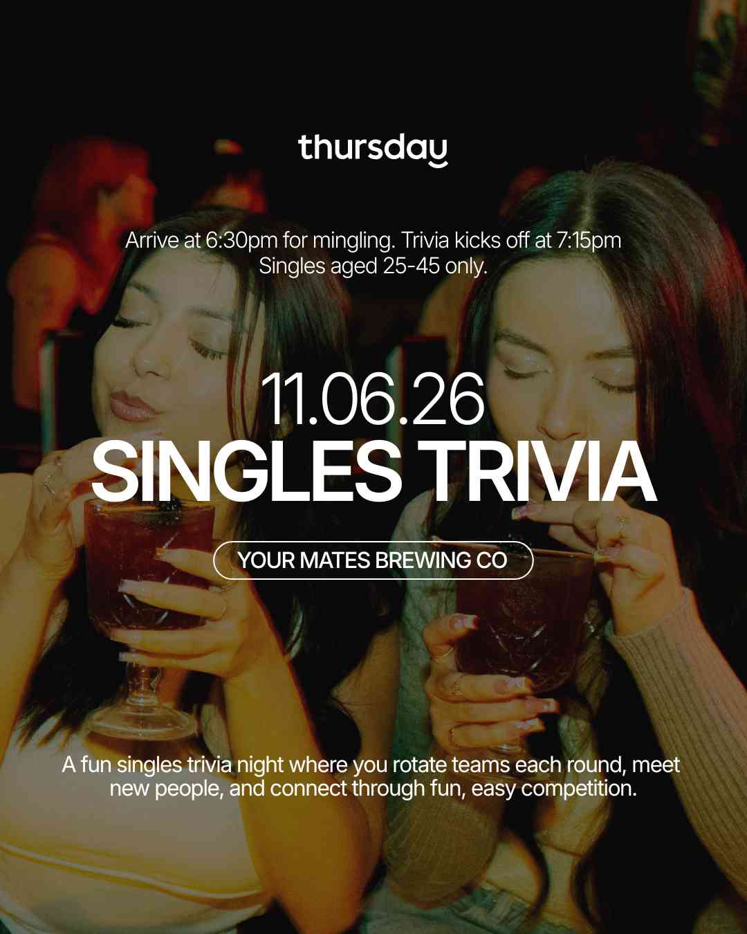 TICKETS AT thursday.com | Singles Trivia @ Your Mates Brewing Co (25-45) | Warana