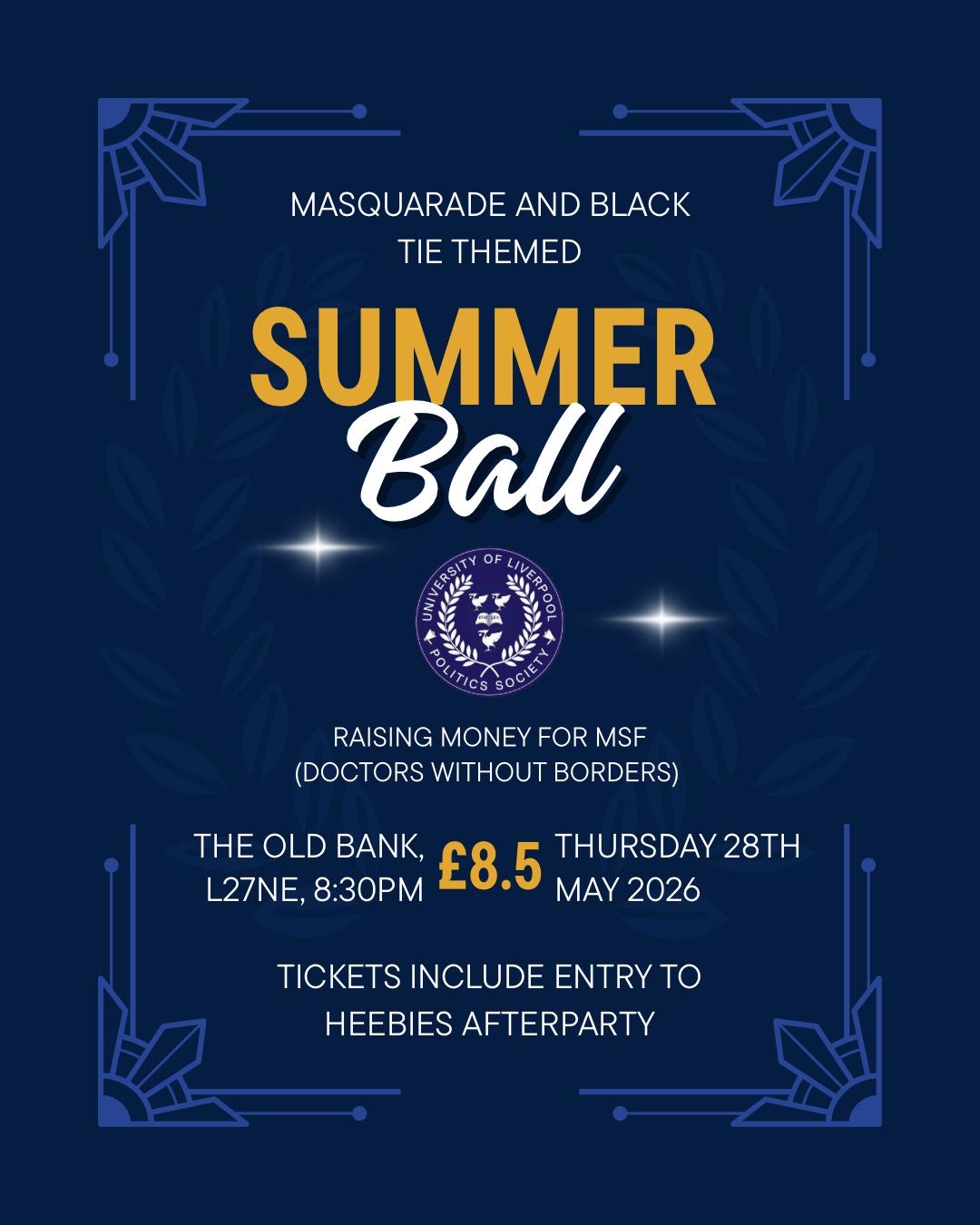 UOL POLITICS : MASQUARADE & BLACK TIE SUMMER BALL 2026 🥂 TICKET INCLUDES ENTRY TO HEEBIE JEEBIES FOR THE AFTER PARTY!