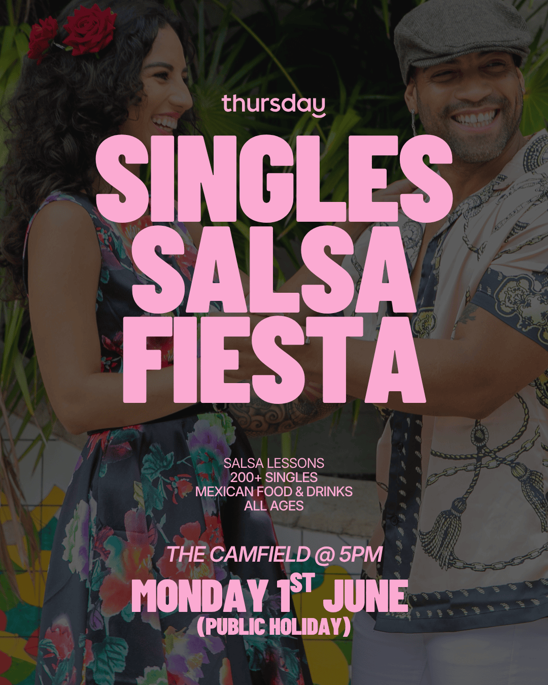 Monday | Singles Salsa Lessons & Fiesta – The Camfield | Burswood (All Ages- 25+) PUBLIC HOLIDAY