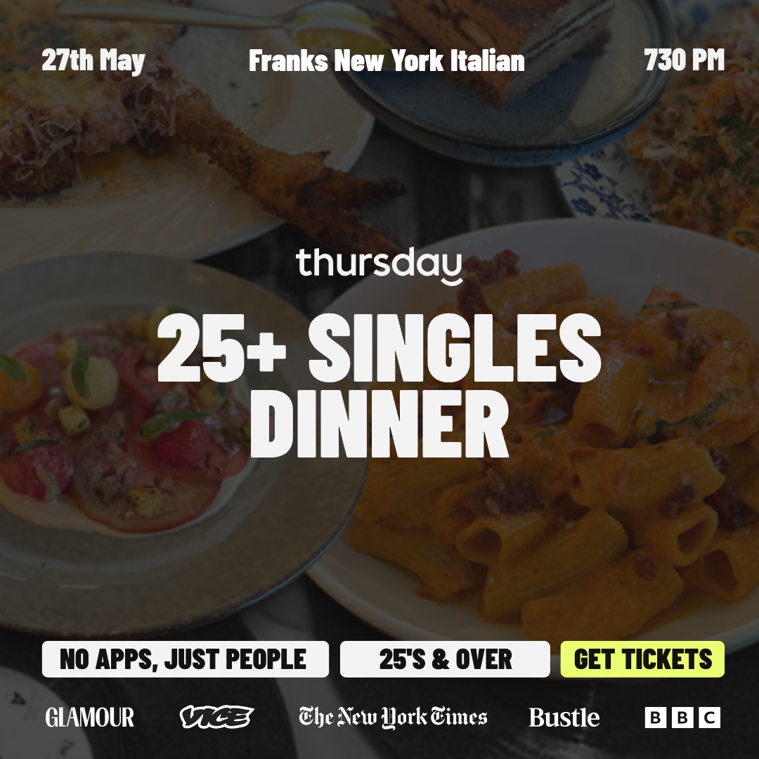 Thursday | SINGLES ONLY DINNER (25+) | Frank’s Italian | Book at thursday.com