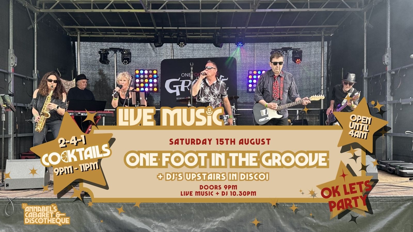 Live Music: ONE FOOT IN THE GROOVE // Annabel’s Cabaret & Discotheque